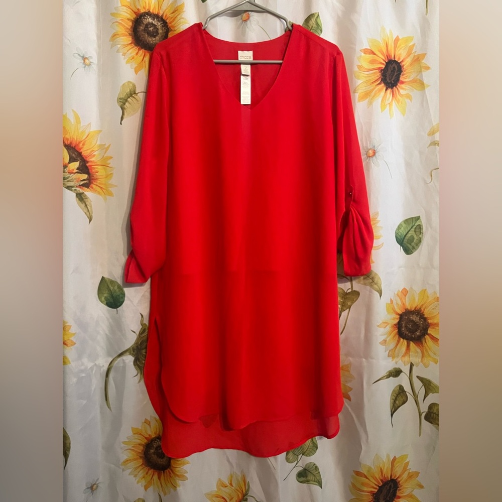 Chico's Vibrant Red Tunic Top